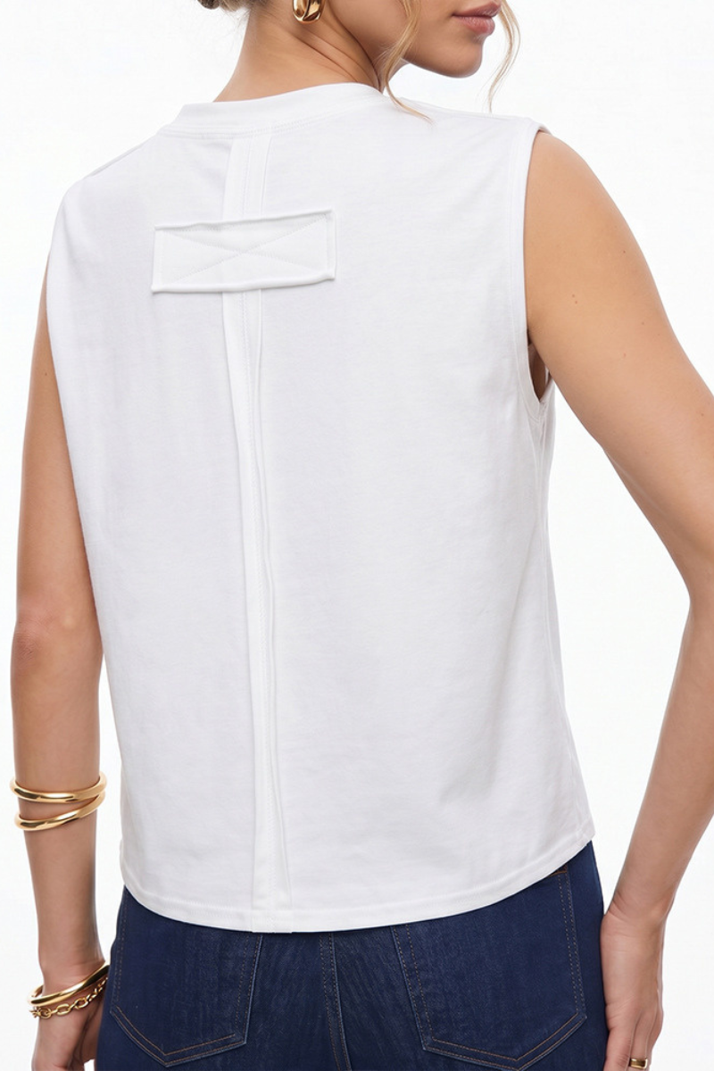 Women's Casual Loose Crewneck Patchwork Sleeveless Sports Tank Top