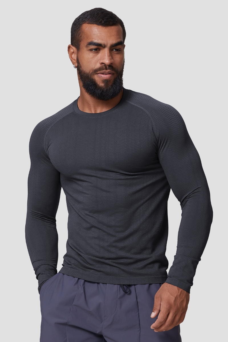 Men's Athletic Seamless Jacquard Long Sleeve T-shirt