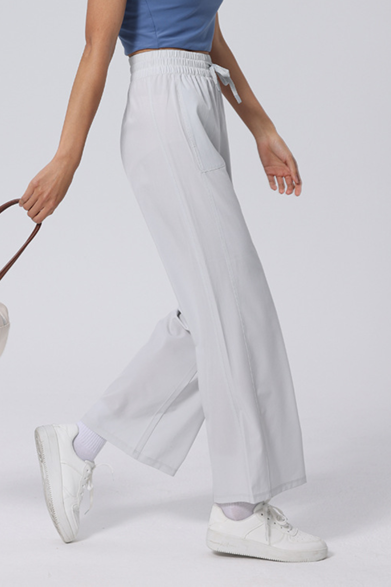Women's Elastic Waist with Drawstring Wide Leg Sports Pants