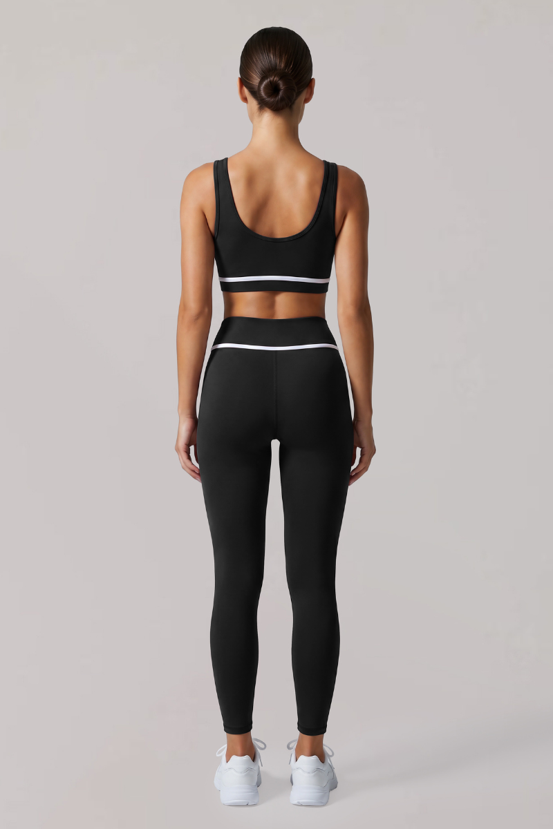 Women's Contrast-Line Bra And Leggings Sport Yoga Piece Sets