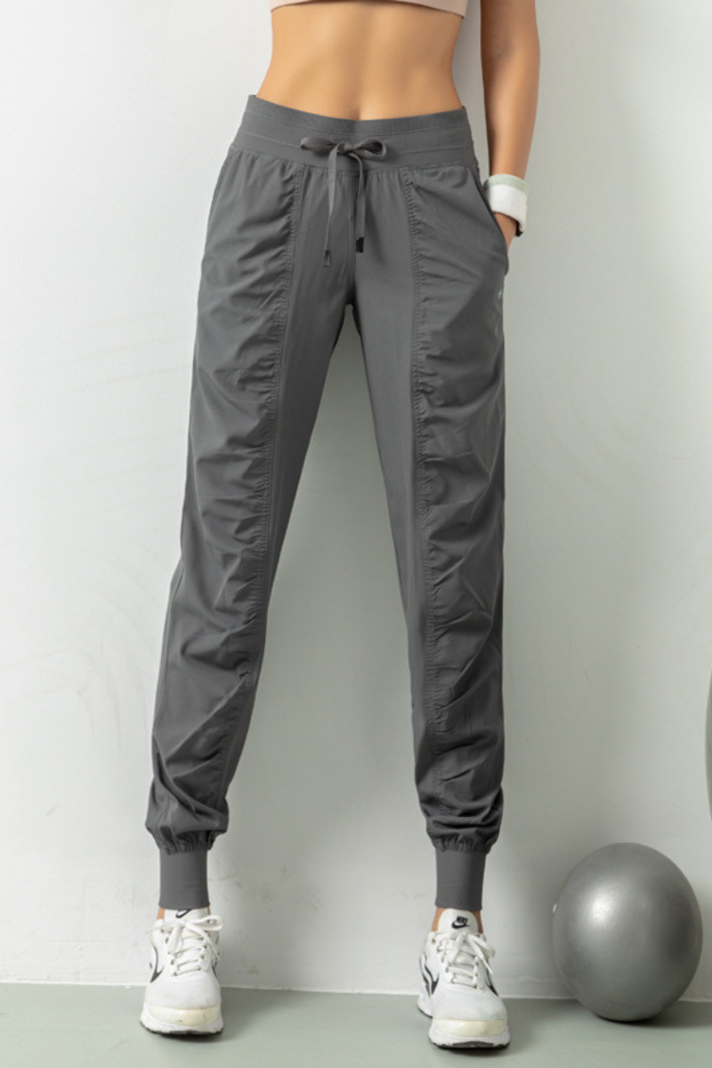 Women's Lightweig Drawstring Pocketed Ruched Side Joggers