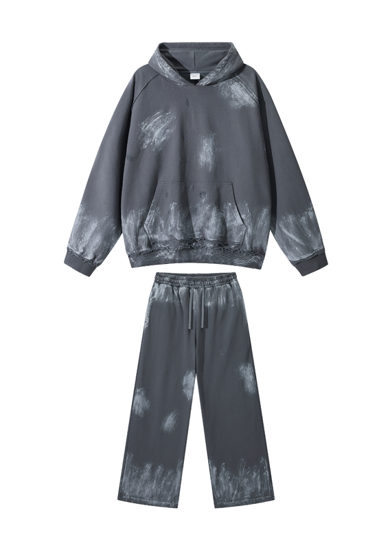 Unisex Vintage Fall Set: Washed Hoodie & Wide-Leg Sweatpants