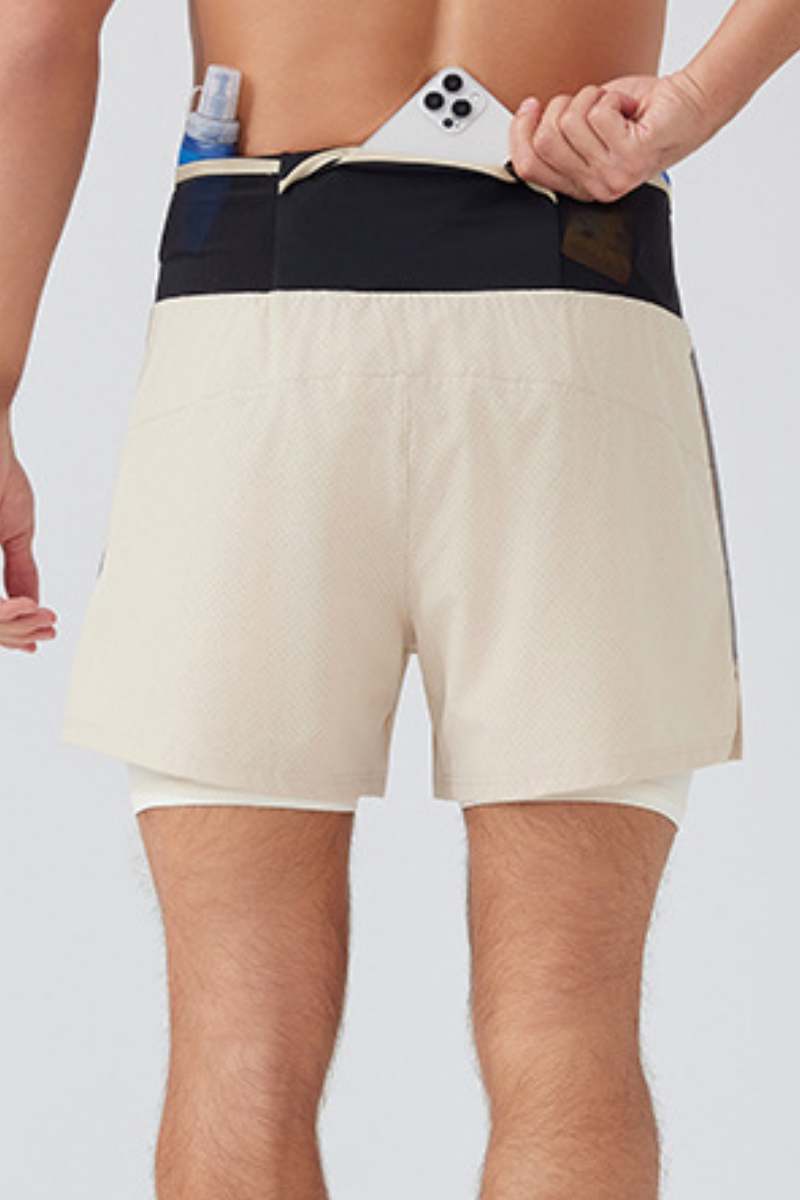 Men's Double Layer 2-in-1 Shorts with Waist Storage Pockets
