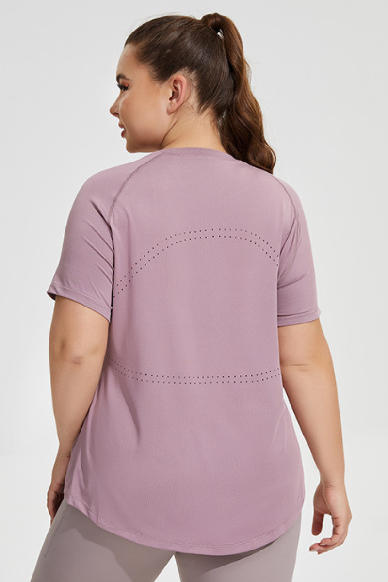 Plus Size Women's Back Mesh Vent Soft Athletic Yoga T-shirt