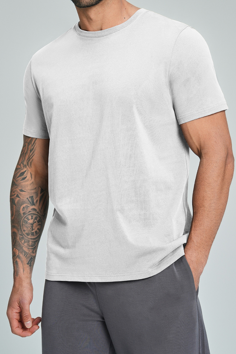 Men's Summer 100% Organic Cotton Solid Crew Neck Sports Tee