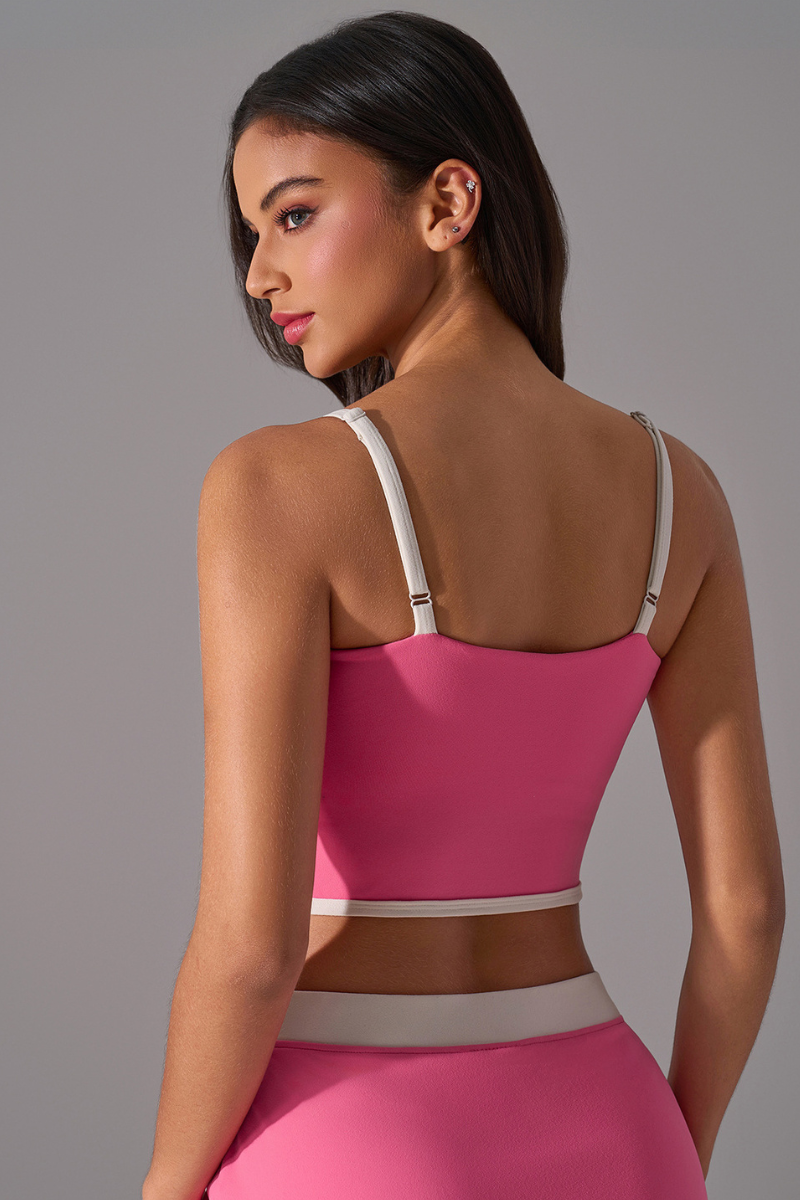 Women's Color Block Bra - Sexy Strappy Back Support Sports Bra
