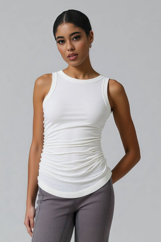 Streetwear Washed Crop Top - Pleated Slim-Fit Bustier Tank