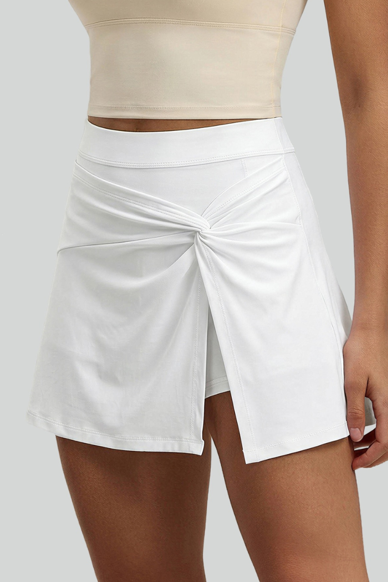 Women's High Waist Front Twist Cross Slit Tennis Mini Skort