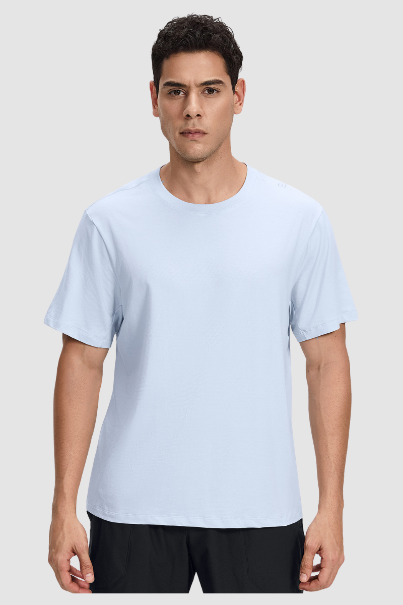 Men's Summer Basic Loose Round-Neck Breathable Solid Tee