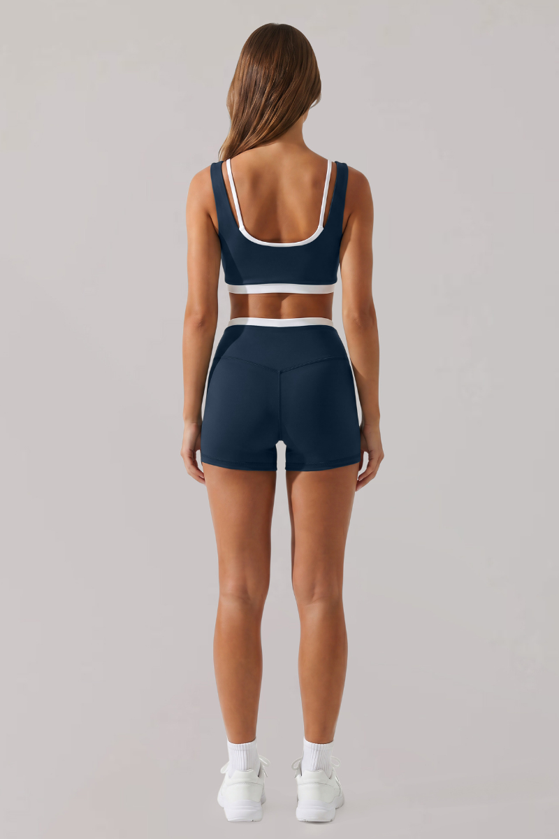 Women's Faux Two-Piece Bra And Shorts Sports Yoga Sets