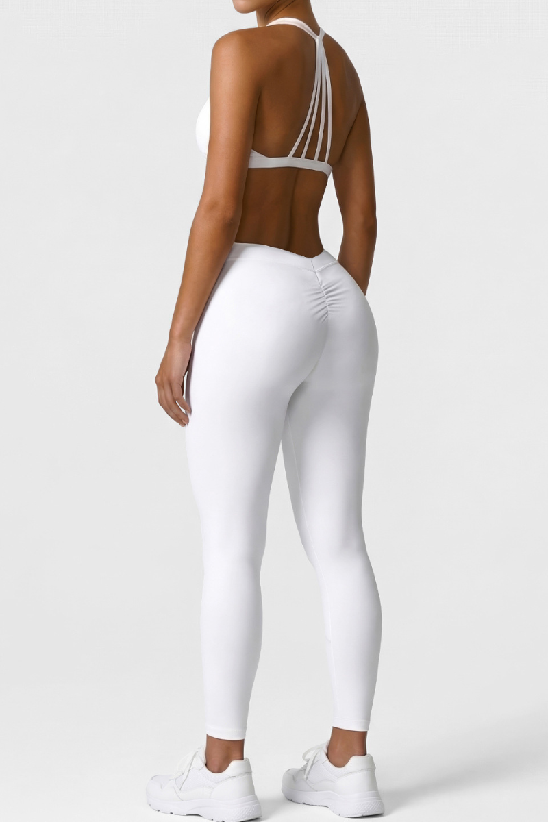 Women's Halterneck Bra And Pleated Leggings Sports Yoga Sets