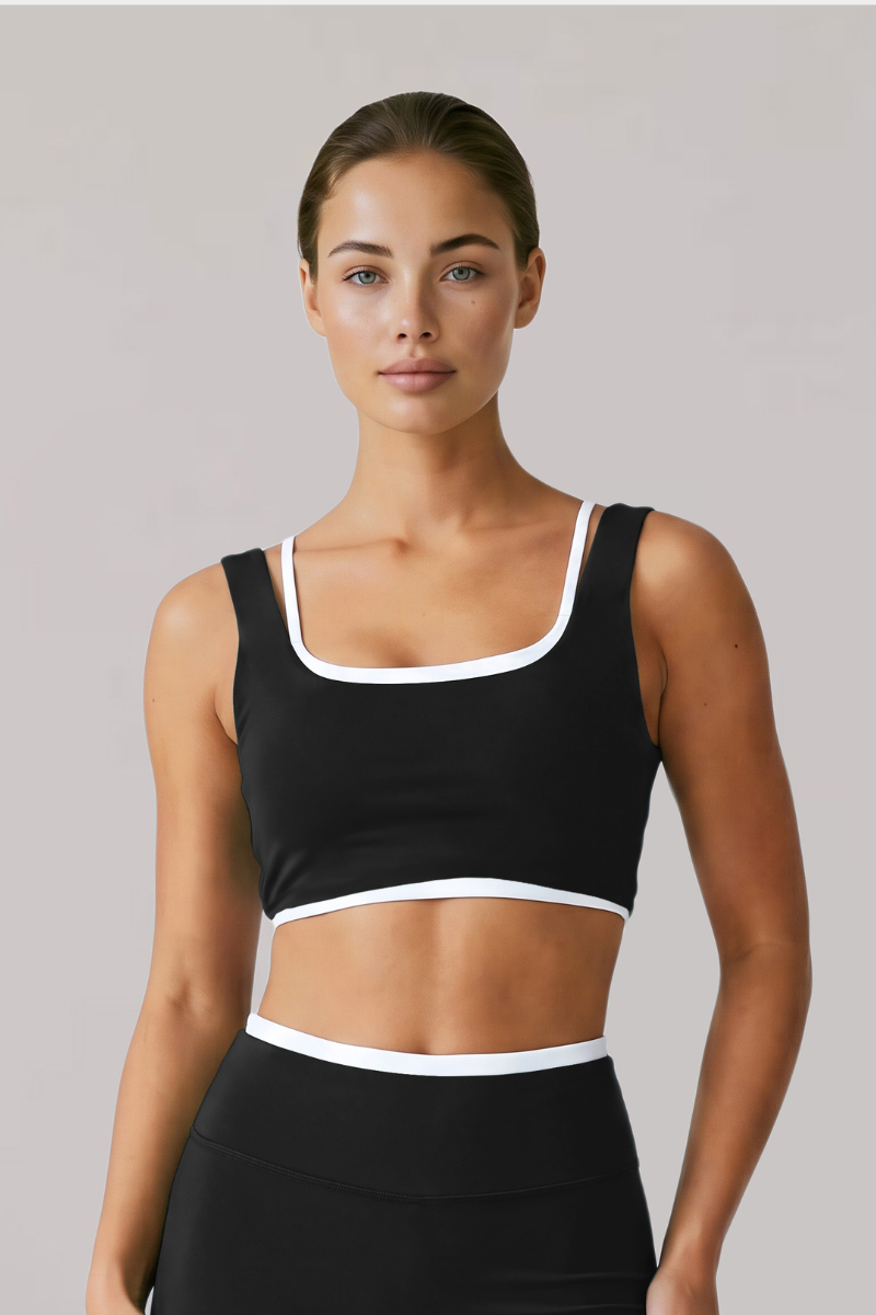 Women's Color Block Wide Strap Sports Yoga Bra
