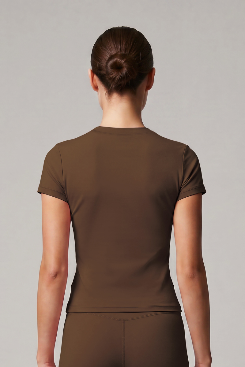 Women's Athletic Crew Neck Fitted Solid Workout Tee