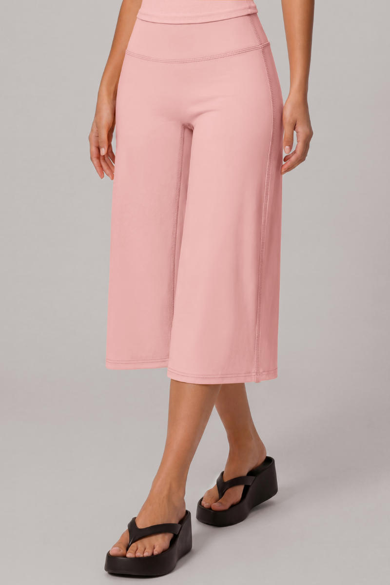 Women's Athletic Wide Waistband Yoga Wide Leg Capri Pants