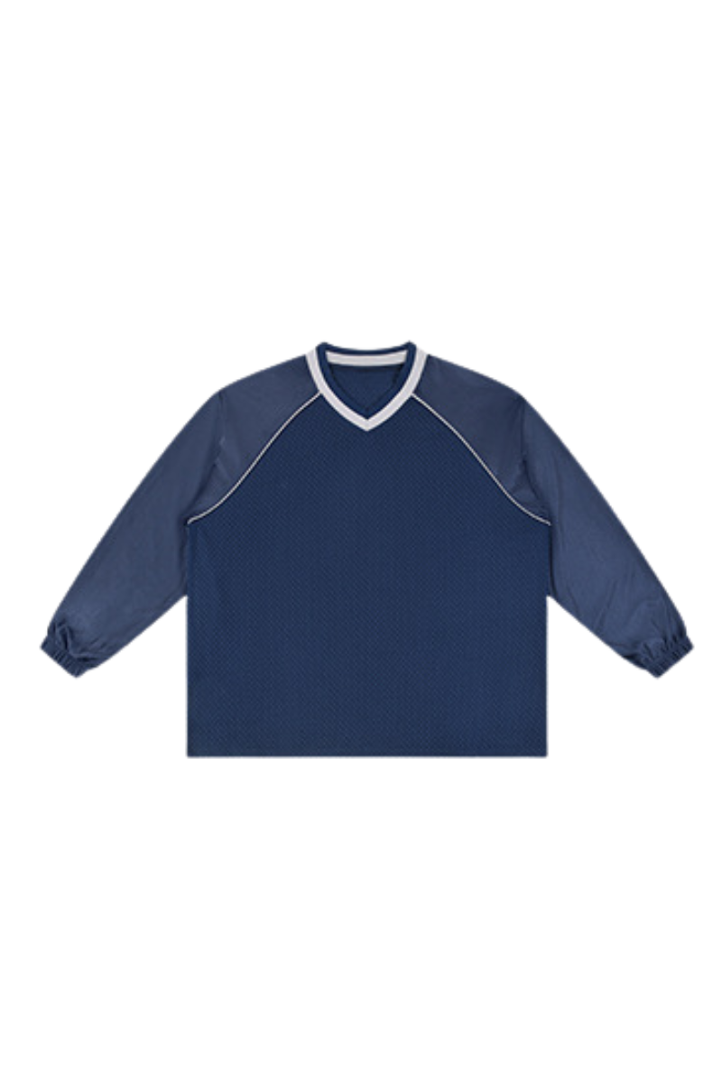 Women's Mesh V-Neck Raglan Color Block Long Sleeve Jersey