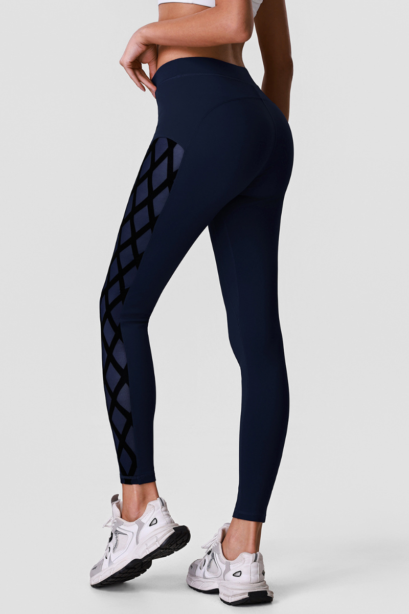 Women's Athletic High-Waisted Leggings with Side Mesh Panels