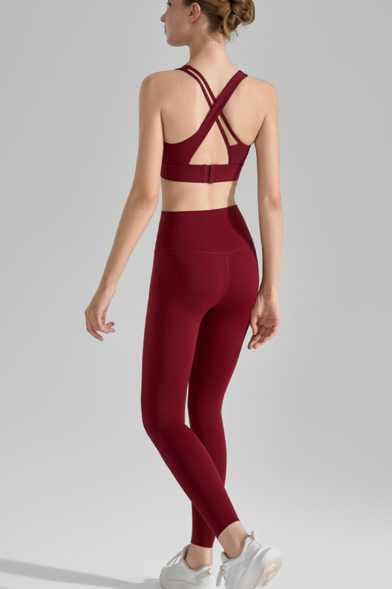 Women's Athletic Sets:U-Neck Cross Back Bra And Leggings