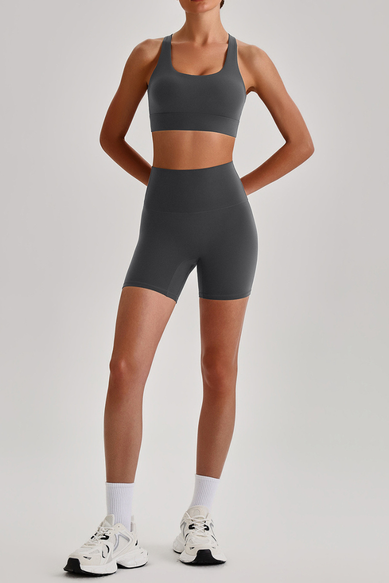 Women's  High Stretch Bra & No Front Seam Yoga Shorts Set