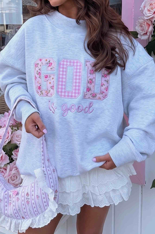 Women's Fall Embroidery Appliqué Sweet Mockneck Sweatshirt