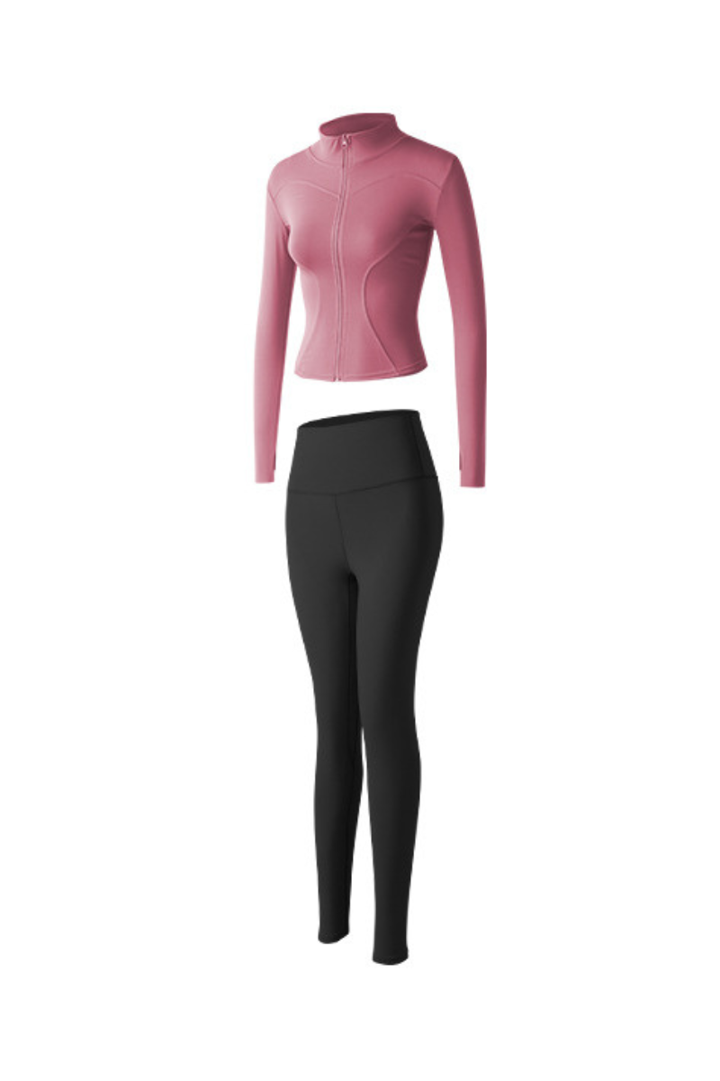 Women's Athletic Sets:Stand Collar Jacket And Leggings