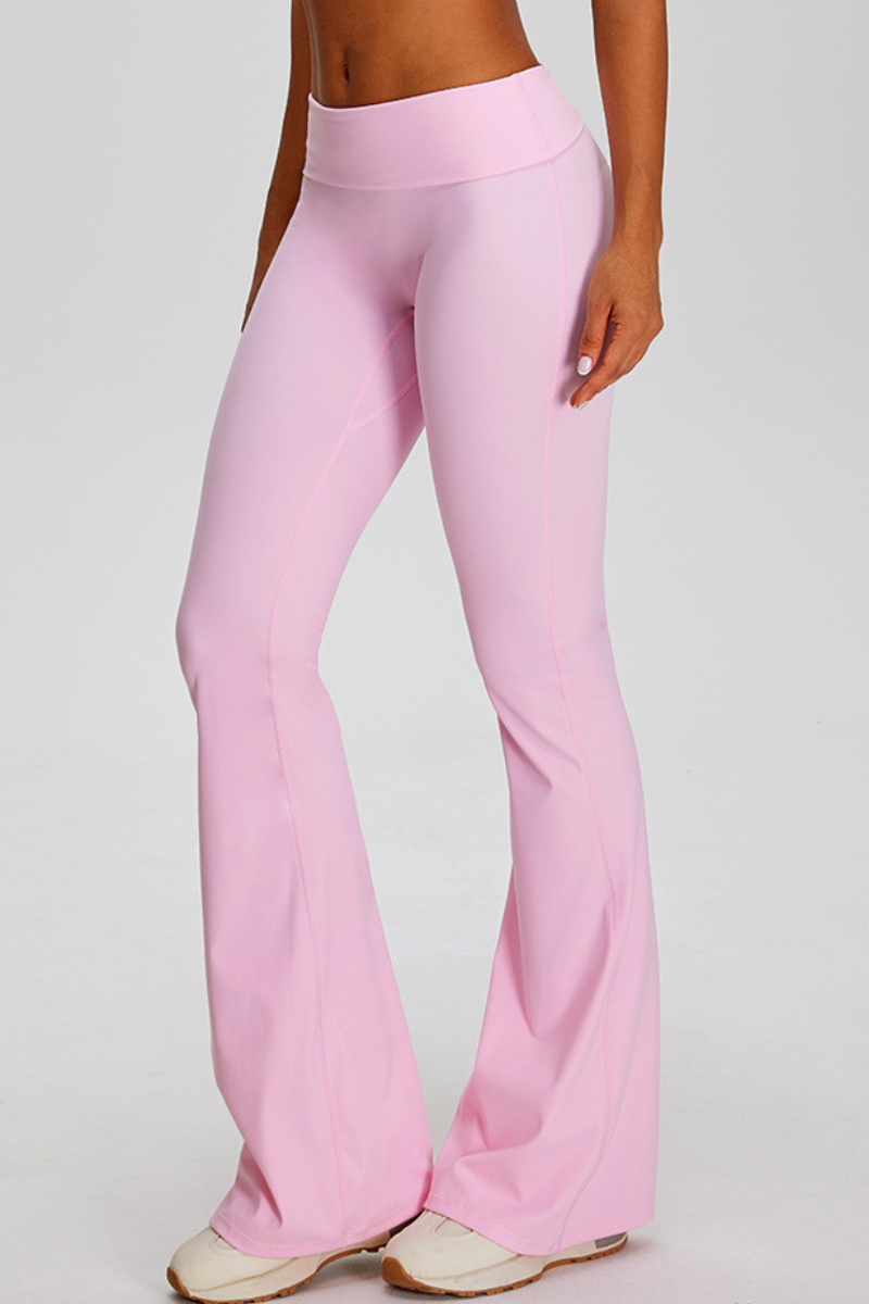 Women's Athletic Solid Pleated Buttocks Lift Flare Pants