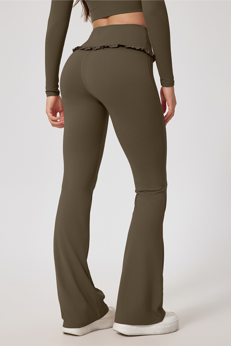 Women's High Waist Lace Solid  Sporty Flared Pants