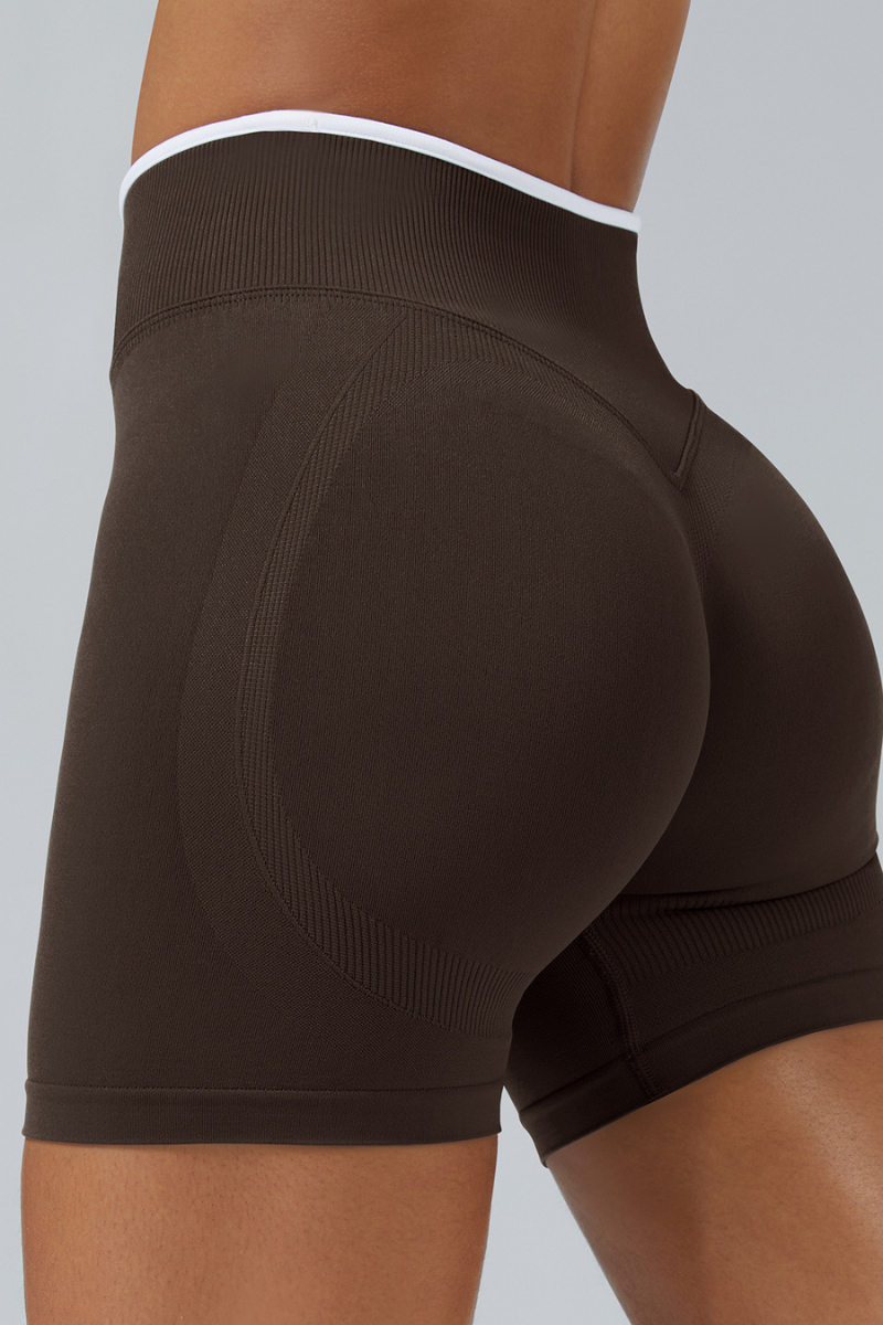 Women's Color Contrast Trim Seamless 3 Inch Yoga Shorts
