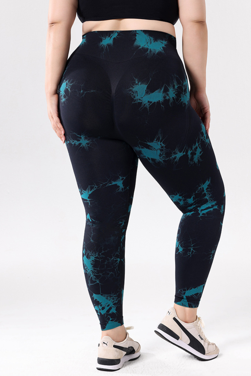 Plus Size Women's Tie-Dye High-Rise Sports Leggings