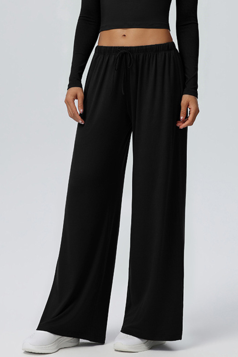 Women's Drawstring High Waist Drape Wide Leg Casual Pants