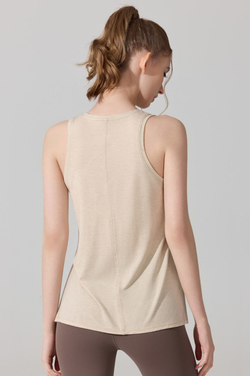 Women's Loose Sleeveless Side Slit Knottable Sports Tank Top