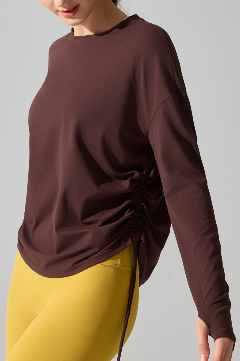 Women's Double Side Drawstring Thumb Hole Long Cover-Up