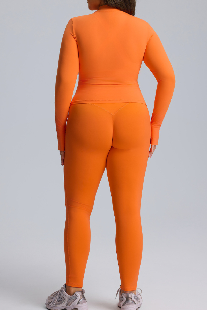 Plus Size Women's Set:Stand Collar Jacket And Leggings