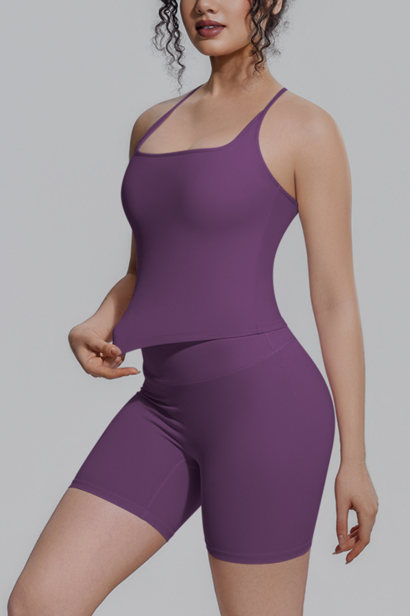 Women's Athletic Sets:Racerback Tank Top And Shorts