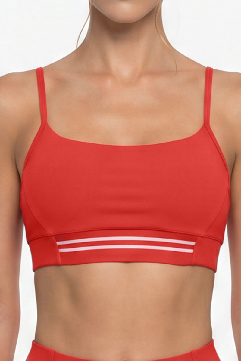 Women's Contrast Strip Adjustable Breathable Sports Bra