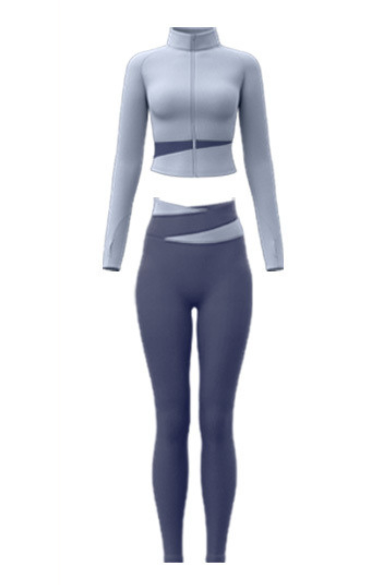 Women's 2-Piece Sports Sets:Stand Collar Jacket & Leggings