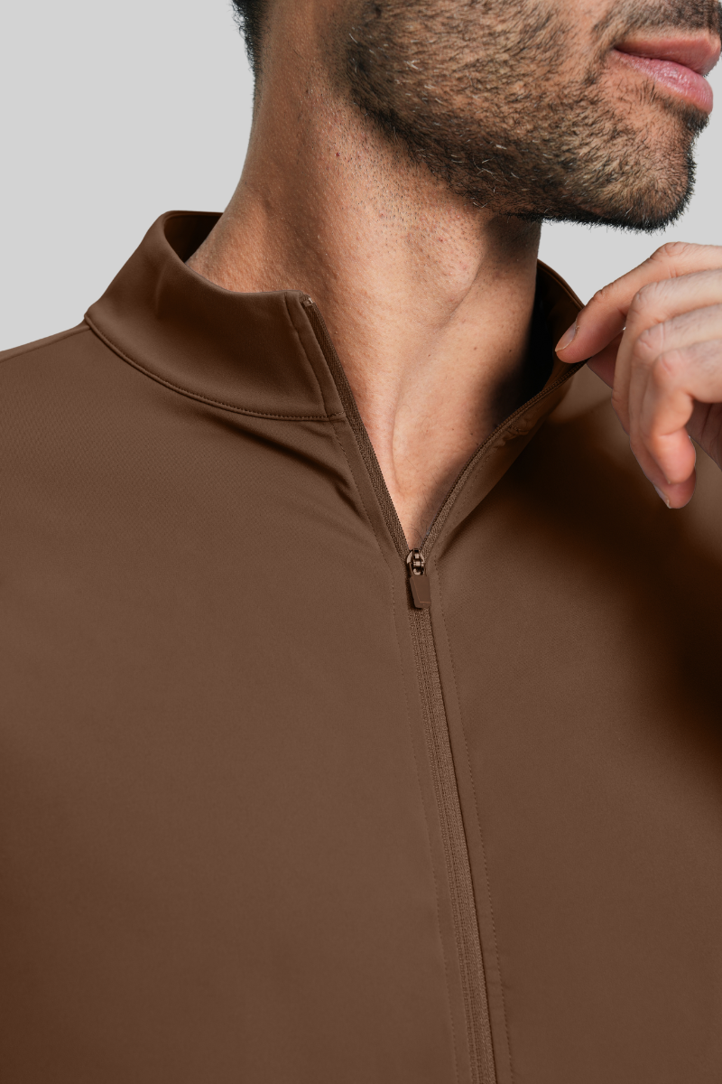 Men's Brushed Stand Collar Zipper Casual Sport Jacket