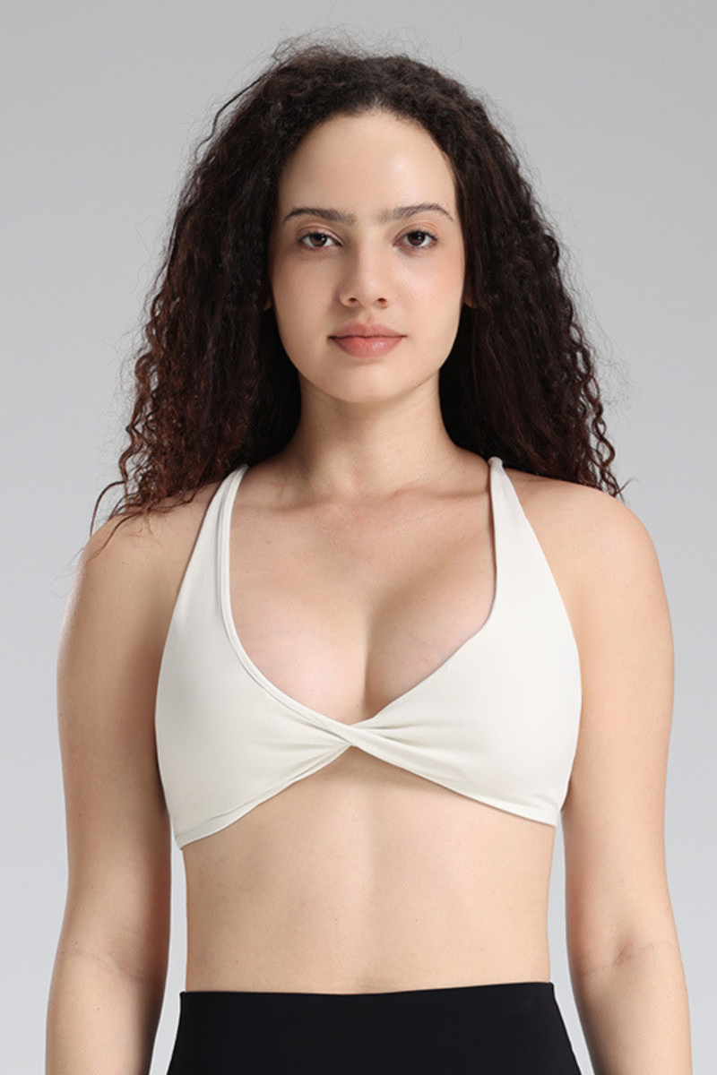 Women's Halter Neck Twist Front Cross Back Yoga Sports Bra