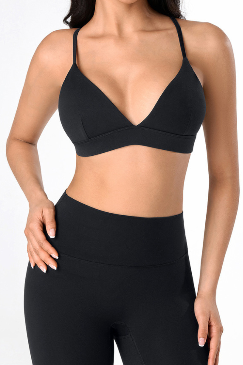 Women's Deep V Adjustable Crisscross Back Sports Yoga Bra