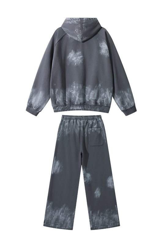 Unisex Vintage Fall Set: Washed Hoodie & Wide-Leg Sweatpants