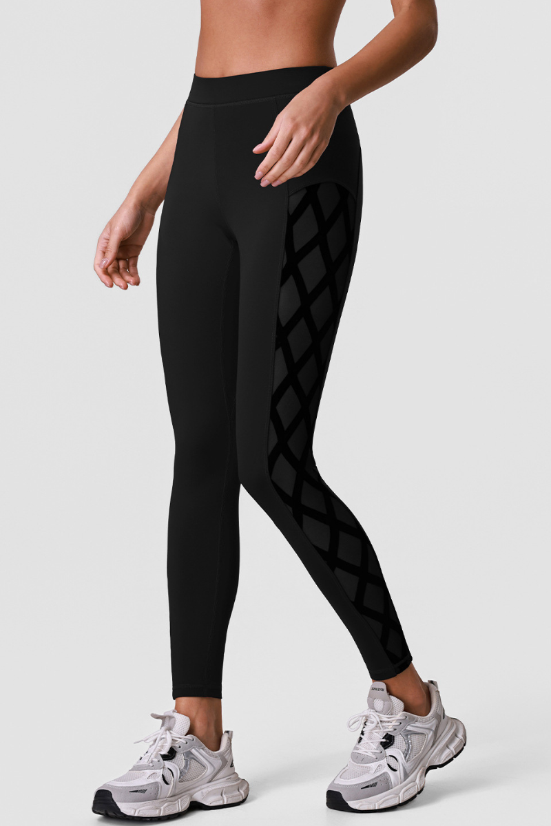 Women's Athletic High-Waisted Leggings with Side Mesh Panels
