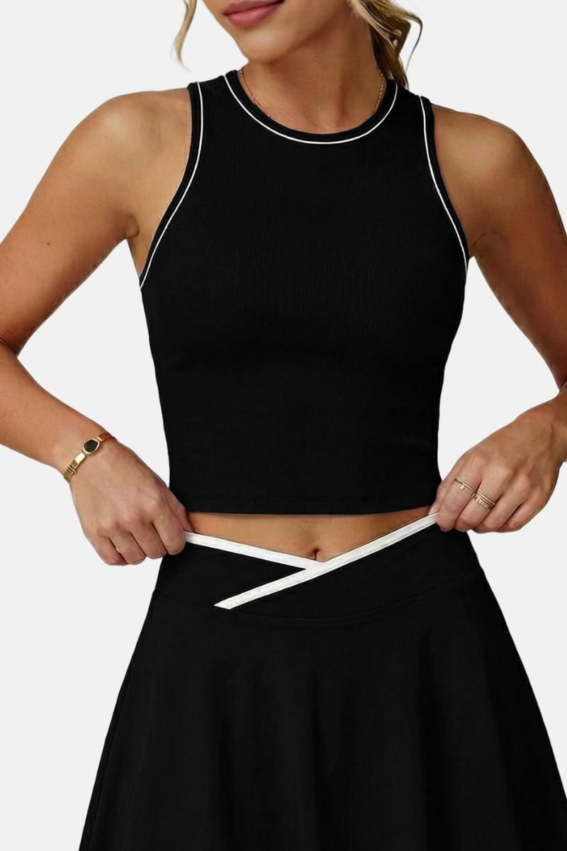 Women's Athletic Color Block Removable Pad Tank Top
