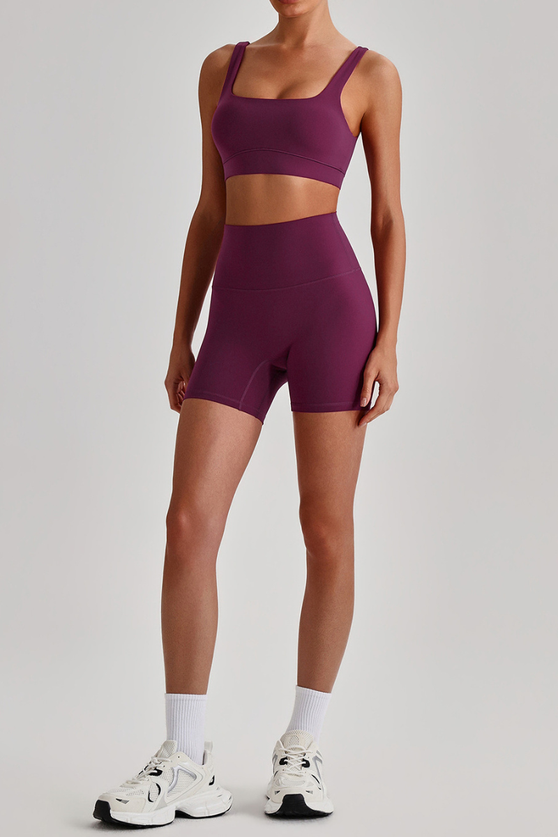 Women's  High Stretch Bra & No Front Seam Yoga Shorts Set
