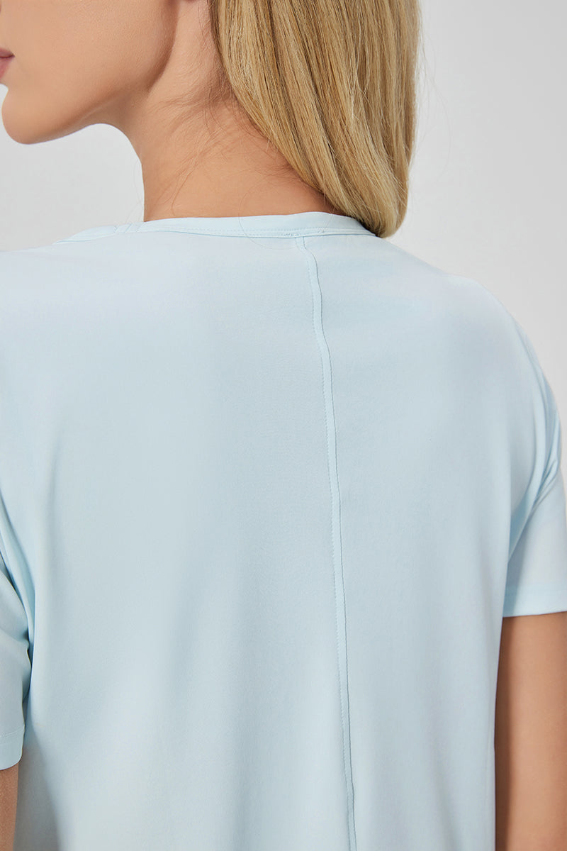 Women Short Sleeve Side Split Quick Dry Loose Breathable Running Fitness Sports Yoga Top