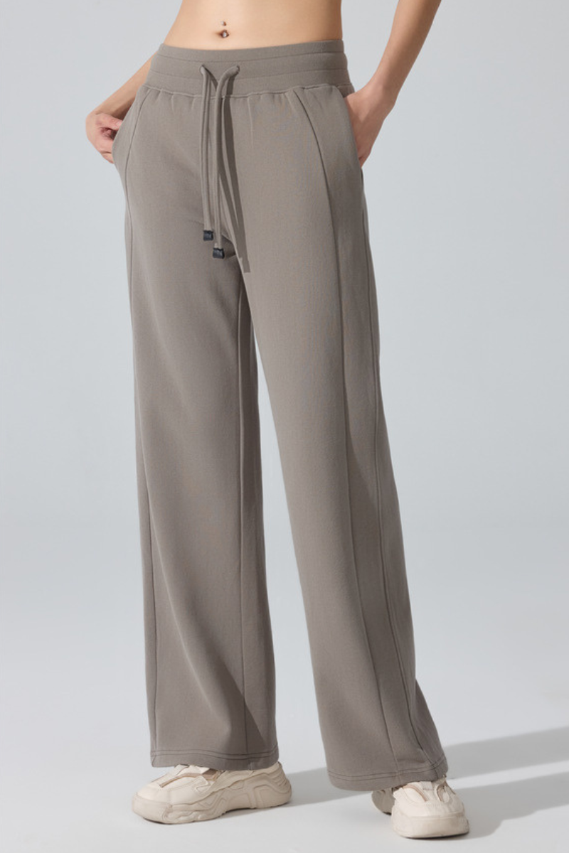 Women's Fleece-Lined Drawstring Straight-Leg Casual Pants