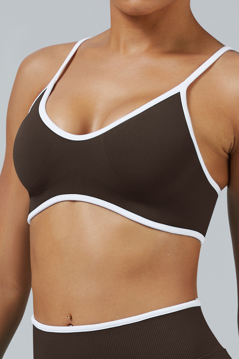 Women's Multi-Color Contrast Trim Padded Sports Yoga Bra