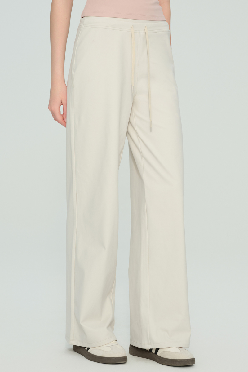 Women's Double Waist Drawstring Wide Straight Leg Yoga Pants