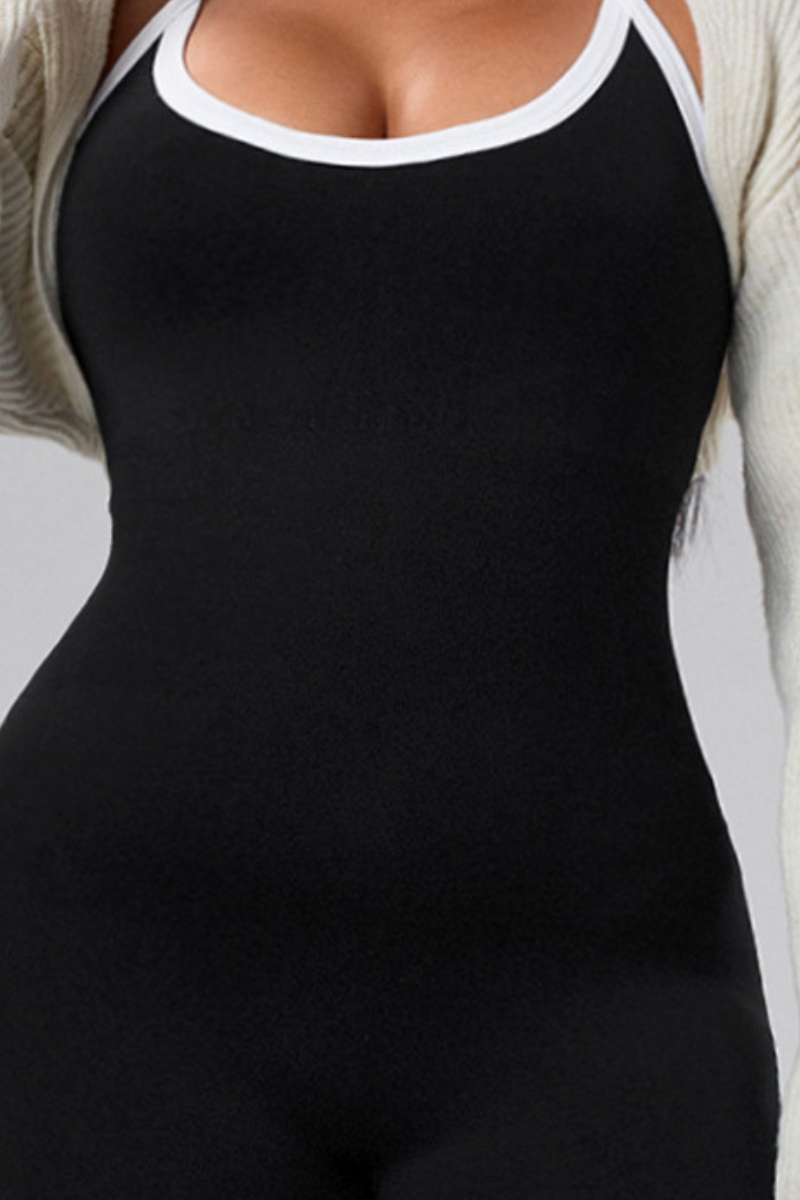 Plus Size Women's Athletic Color-Block Cross-Back Jumpsuit