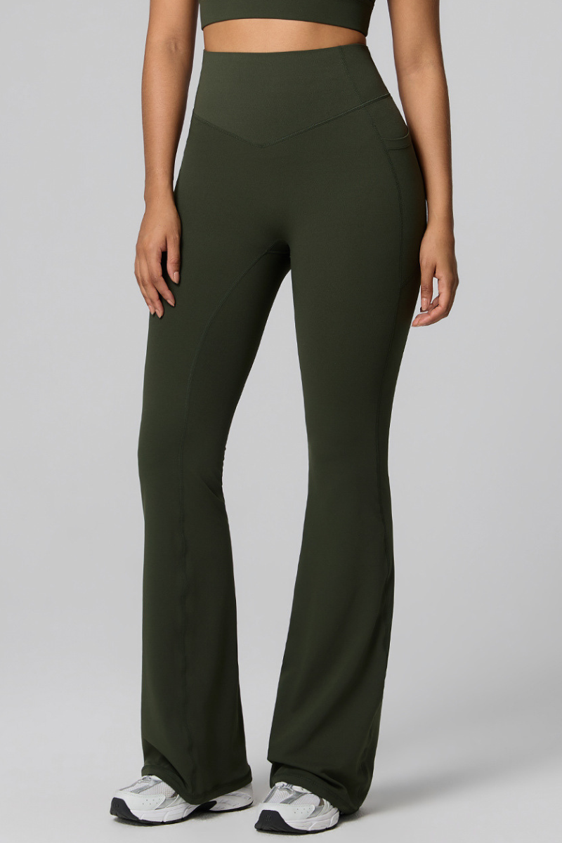 Women's High Waist Side Pocket Sculpting Flare Yoga Pants