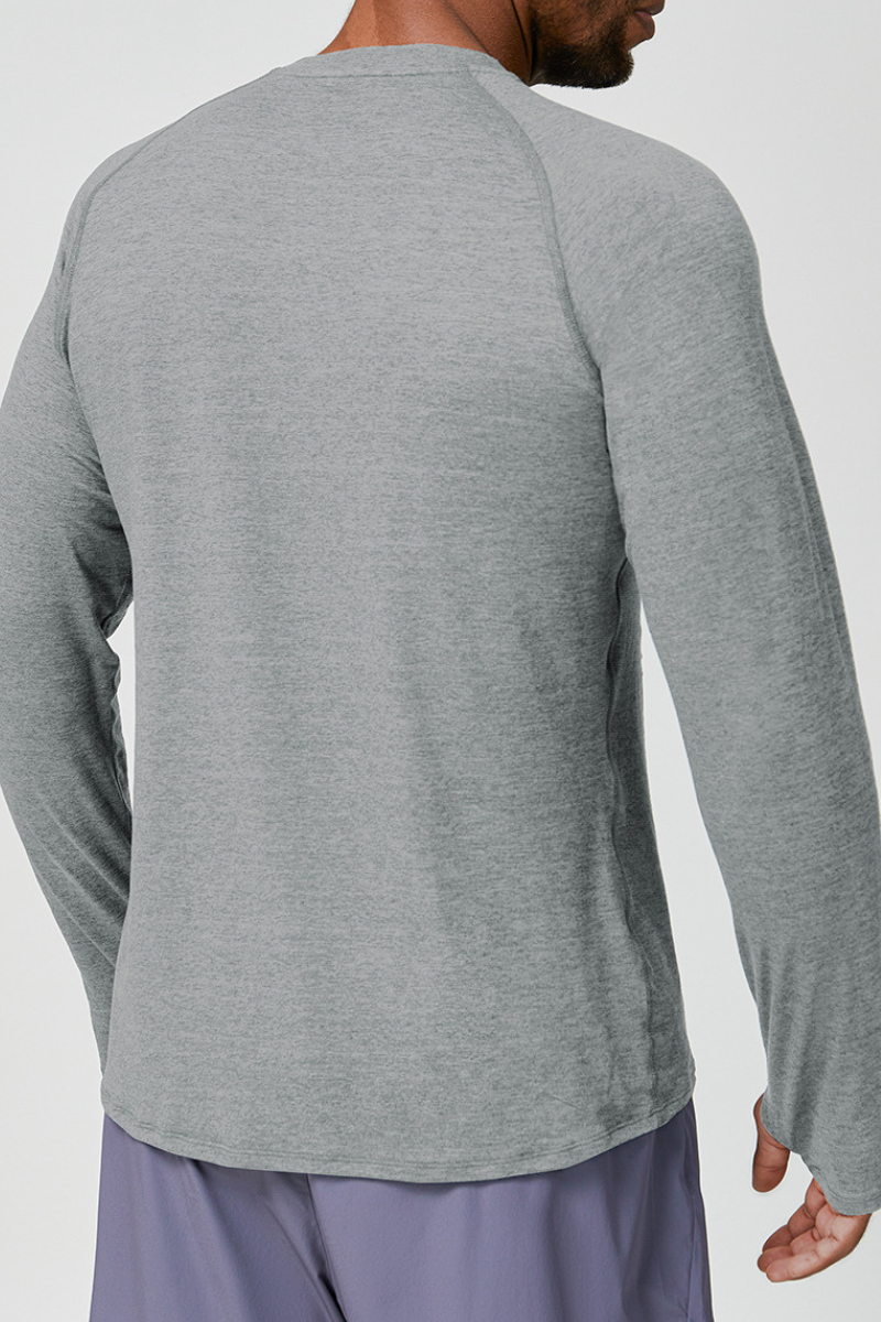 Men's Two-Tone Skin-Friendly Quick-Dry Long Sleeve Athletic Top