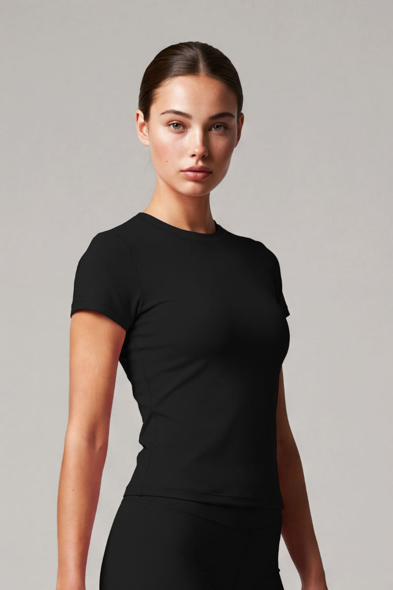 Women's Athletic Crew Neck Fitted Solid Workout Tee